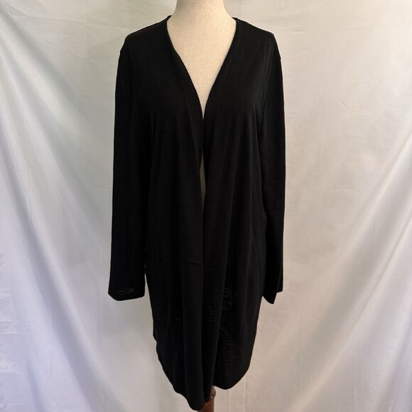 Chicos Womens Cardigan Set The Ultimate Tee Open Front Knit Pockets Black 2 L - Picture 4 of 8